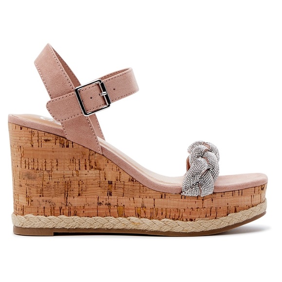 Madden NYC Women's Braided Rhinestone Wedge Sandal - Picture 2 of 5